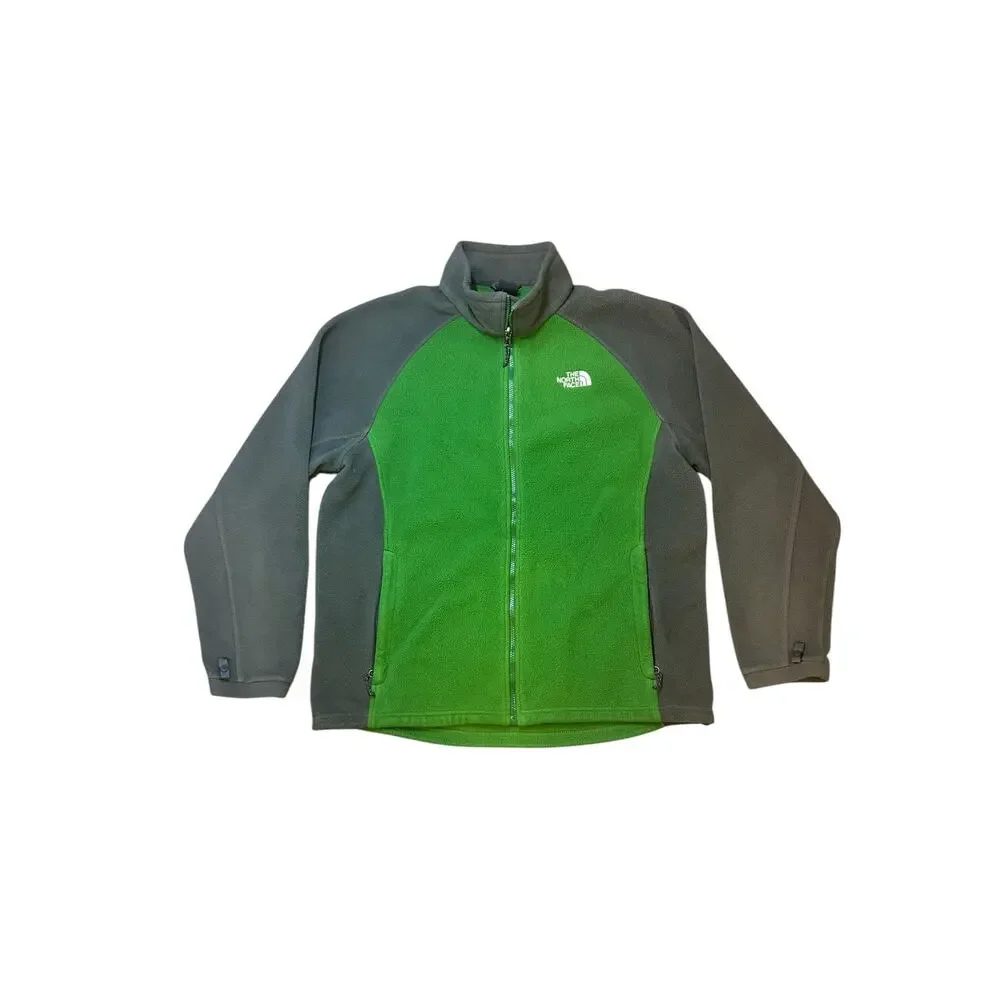 The North Face Men’s Full Zip Fleece Jacket- Green & Charcoal Grey- Size XL
